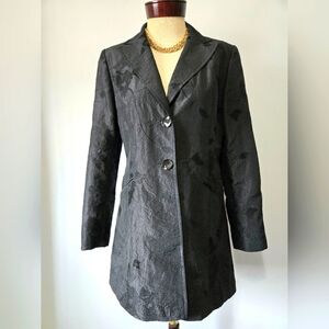 TUZZI Black Floral Dress Coat. Size 10